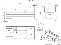 Lit rangement enfant bois massif Tara - Naturel - 90 x 200 cm