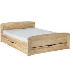 Lit rangements bois massif Iris - Naturel