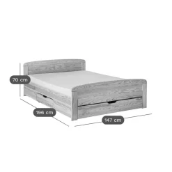 Lit rangements bois massif Iris - Naturel