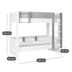 Lits superposés Séraphin - Blanc/Bleu Nuit