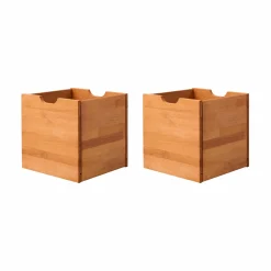 Lot de 2 cubes de rangement bois massif Cyriel - Hêtre Massif
