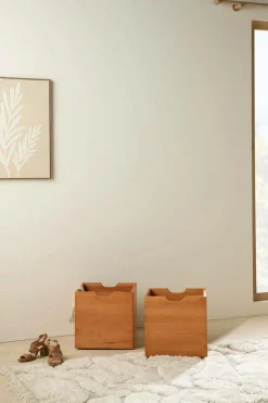 Lot de 2 cubes de rangement bois massif Cyriel - Hêtre Massif