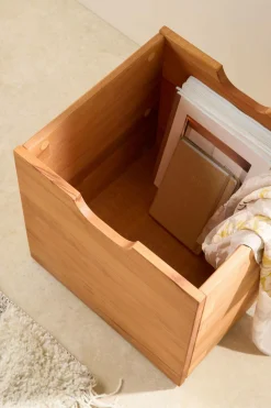 Lot de 2 cubes de rangement bois massif Cyriel - Hêtre Massif