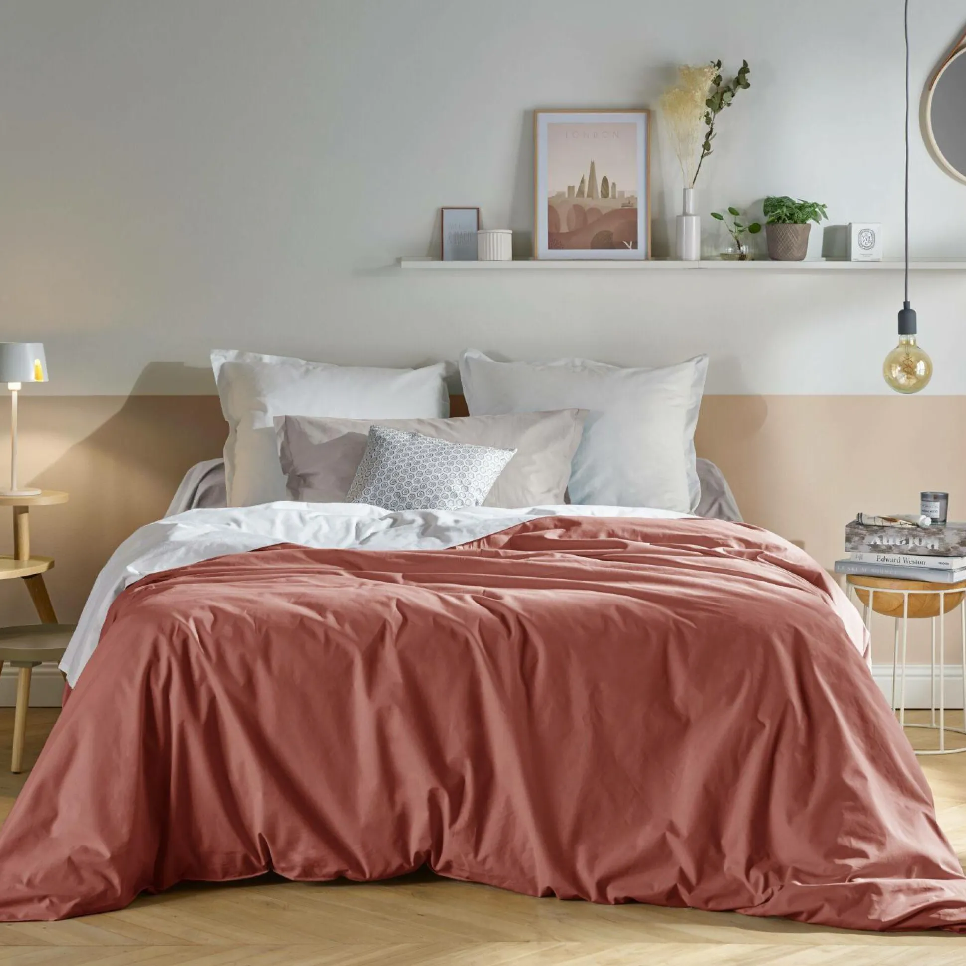 Lot de 2 draps housses bonnet 33 cm coton bio Fil & Sens - Terracotta - 160 x 200 cm