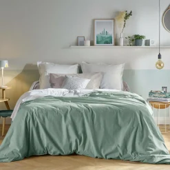 Lot de 2 draps housses bonnet 33 cm coton bio Fil & Sens - Céladon - 160 x 200 cm