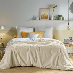 Lot de 2 draps housses bonnet 33 cm coton bio Fil & Sens - Lin - 80 x 200 cm