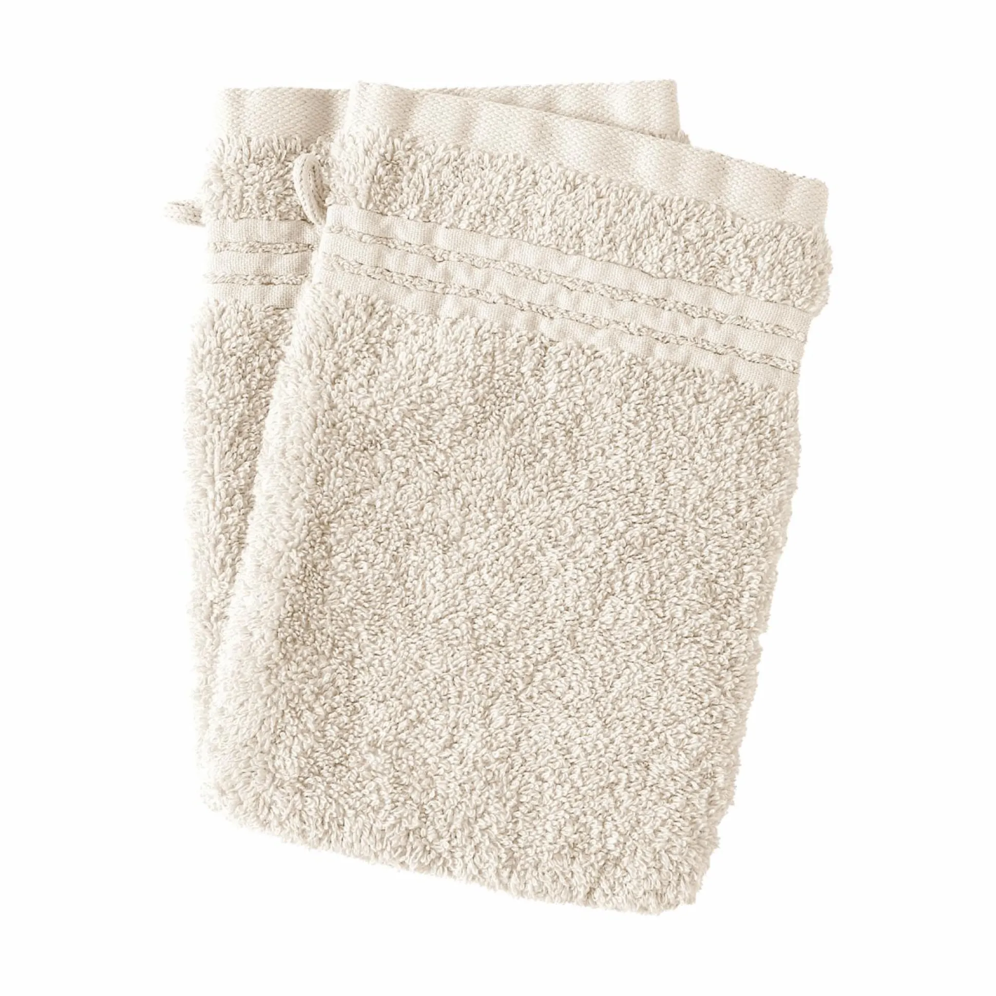 Lot de 2 gants de toilette coton bio Lena - Blanc Cassé