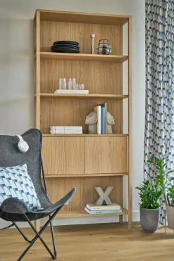 Lot de 2 rideaux coton Nautique Urbain - Bleu Gris - 140 x 260 cm