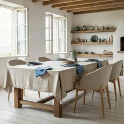 Lot de 6 serviettes coton lin Eline - Bleu Gris - 45 x 45 cm