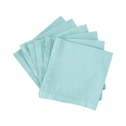 Lot de 6 serviettes coton lin Eline - Lichen Bleu - 45 x 45 cm