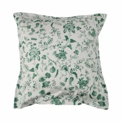 Lot de 2 taies d'oreiller satin Pondichéry - Vert feuille - 65 x 65 cm