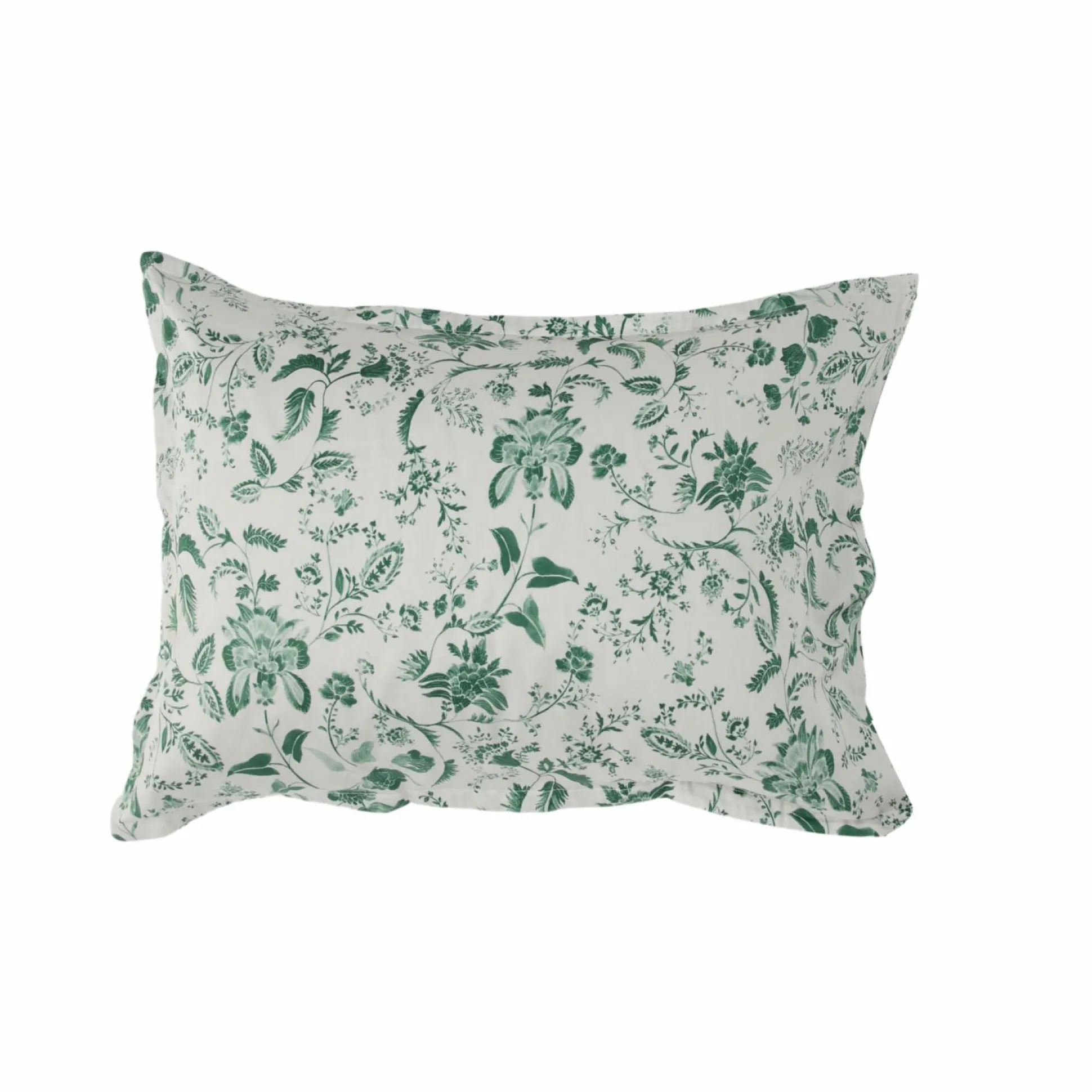 Lot de 2 taies d'oreiller satin Pondichéry - Vert feuille - 50 x 75 cm