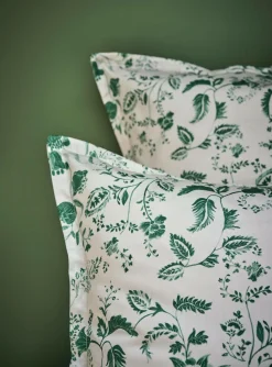Lot de 2 taies d'oreiller satin Pondichéry - Vert feuille - 50 x 75 cm