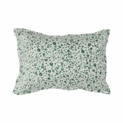 Lot de 2 taies d'oreiller satin Pondichéry - Vert feuille - 50 x 75 cm