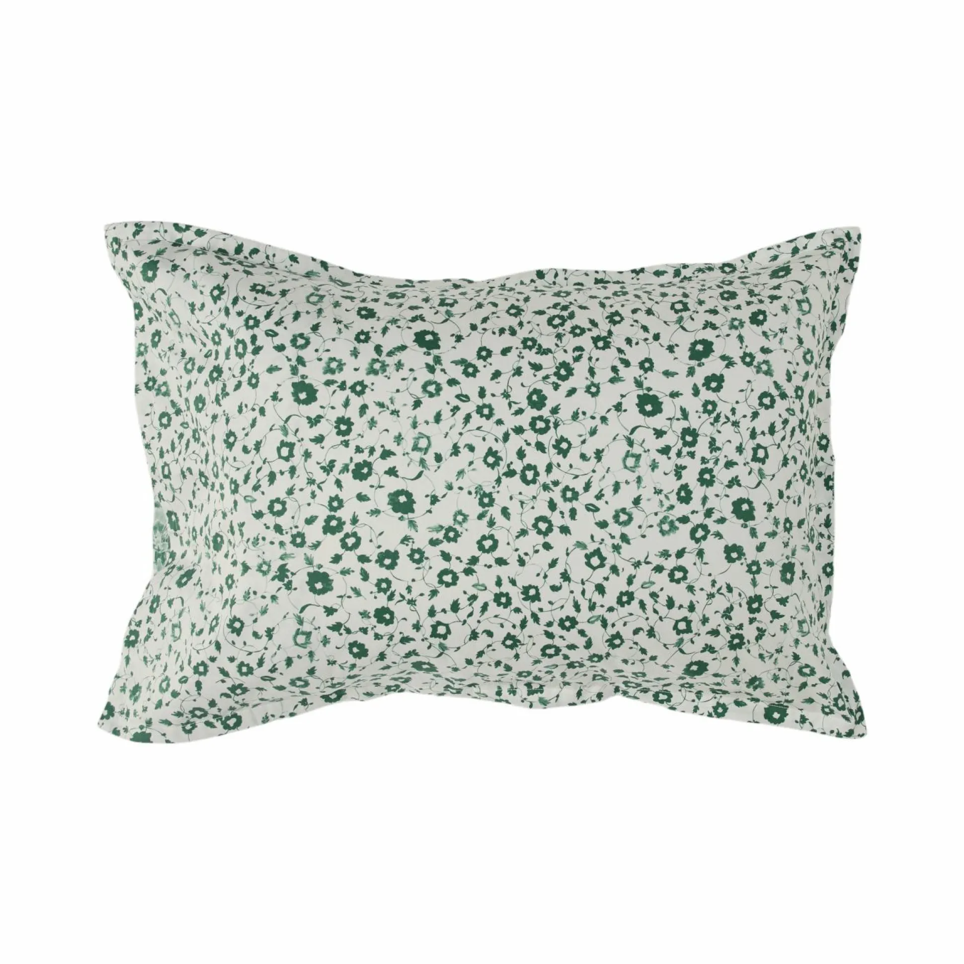 Lot de 2 taies d'oreiller satin Pondichéry - Vert feuille - 50 x 75 cm