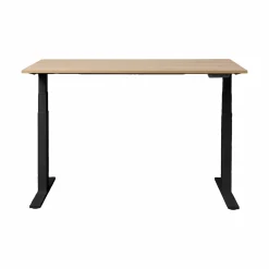 MAKIBA Bureau électrique assis-debout ergonomique Marley - Plateau Bois Clair/Pieds Noirs - 120 x 70 cm