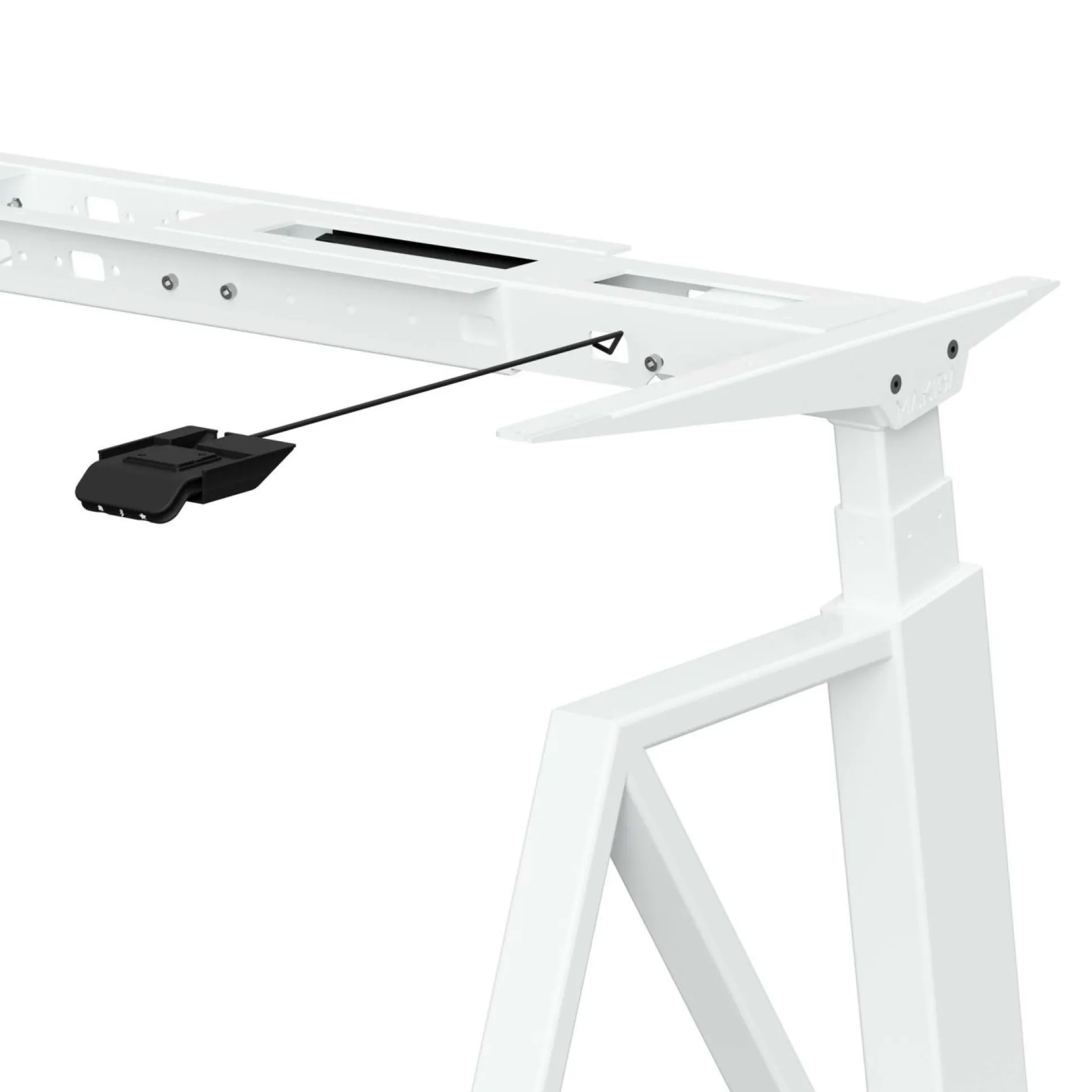 MAKIBA Bureau électrique assis-debout ergonomique Maxime - Plateau Bois Clair/Pied Blanc - Largeur 140 cm