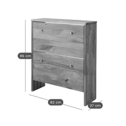 Meuble à chaussures bois massif 2 tiroirs Cyriel - Chêne Massif