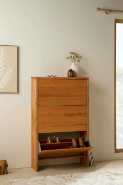 Meuble à chaussures bois massif 3 tiroirs Cyriel - Hêtre Massif