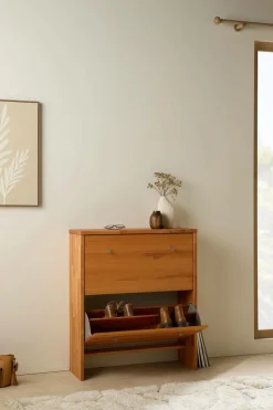 Meuble à chaussures en hêtre massif Cyriel