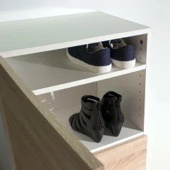 Meuble à chaussures Morance - Blanc/Chêne Naturel