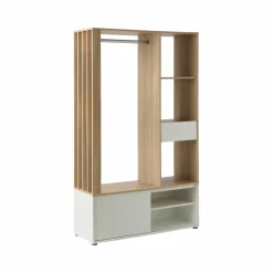 Meuble d'entrée blanc et décor bois Paul