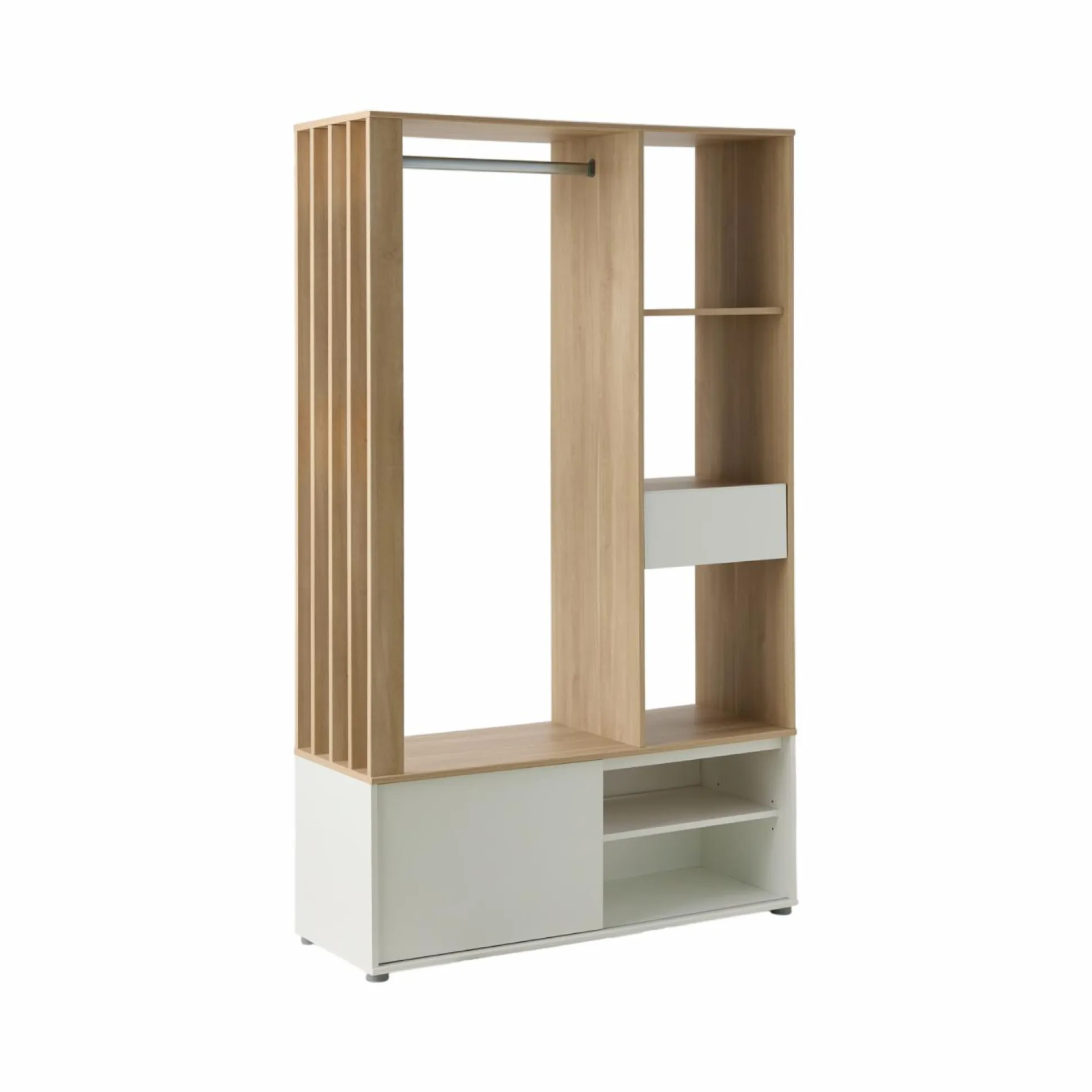 Meuble d'entrée blanc et décor bois Paul