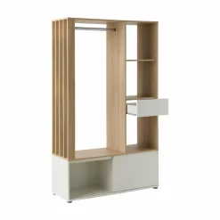 Meuble d'entrée blanc et décor bois Paul