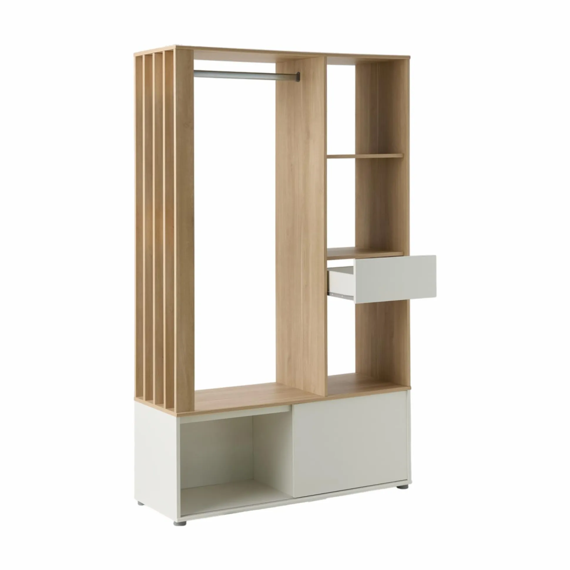 Meuble d'entrée blanc et décor bois Paul