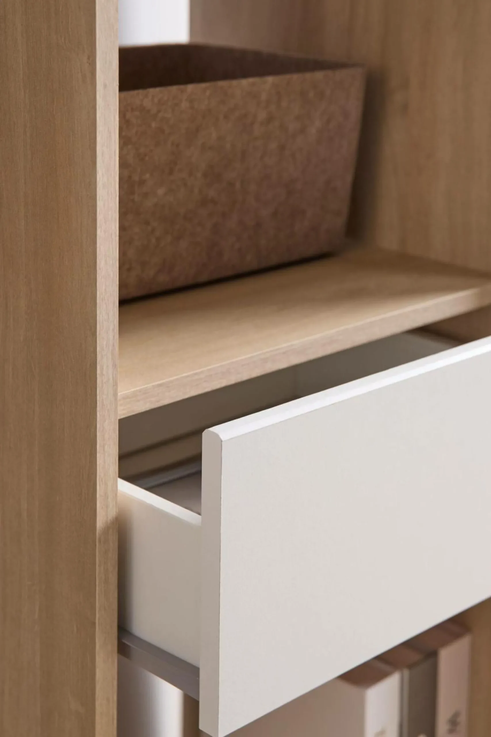 Meuble d'entrée blanc et décor bois Paul