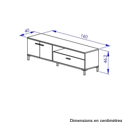 Meuble TV 2 portes 1 tiroir Germain
