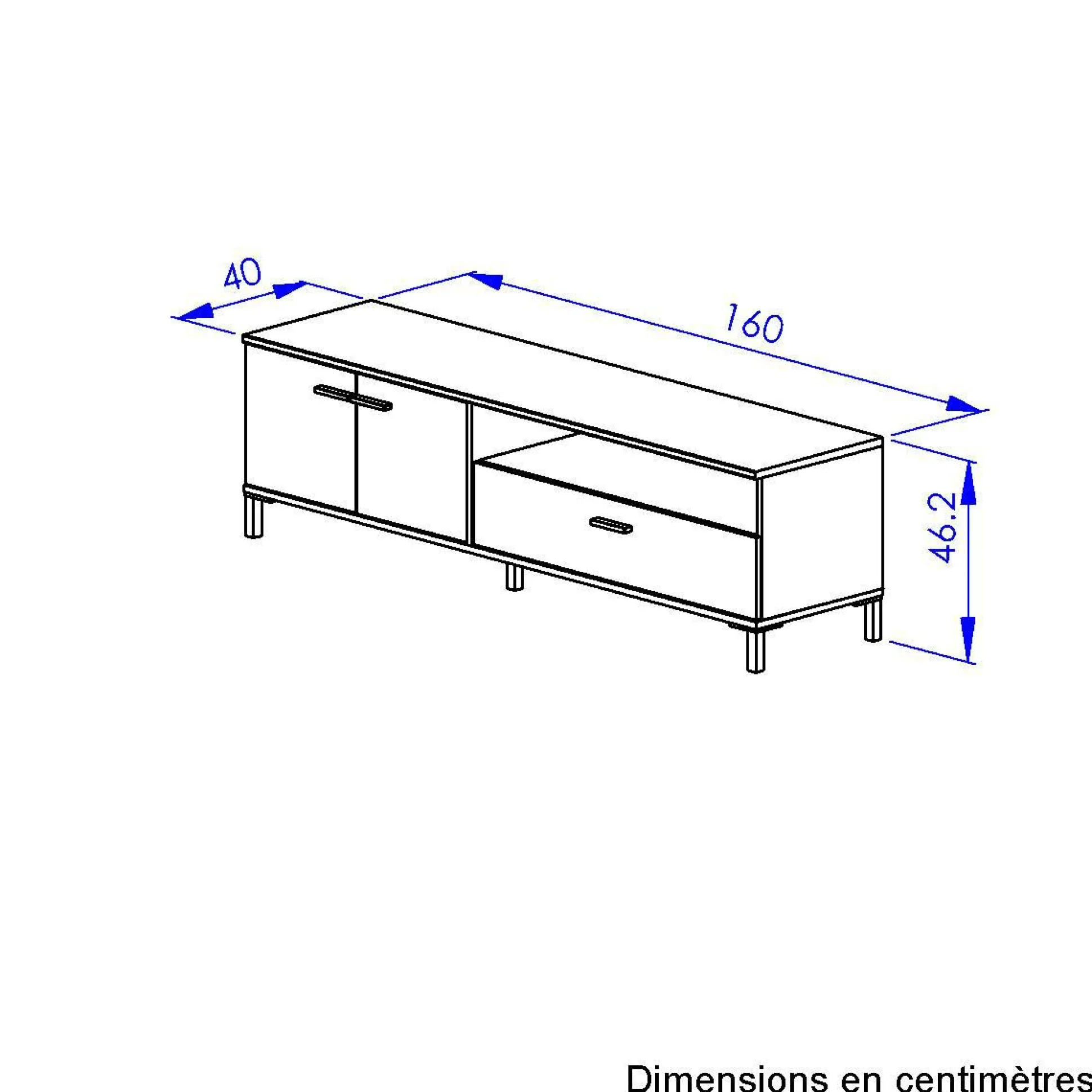 Meuble TV 2 portes 1 tiroir Germain