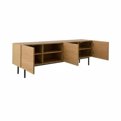 Meuble TV 3 portes bois pieds métal Alex