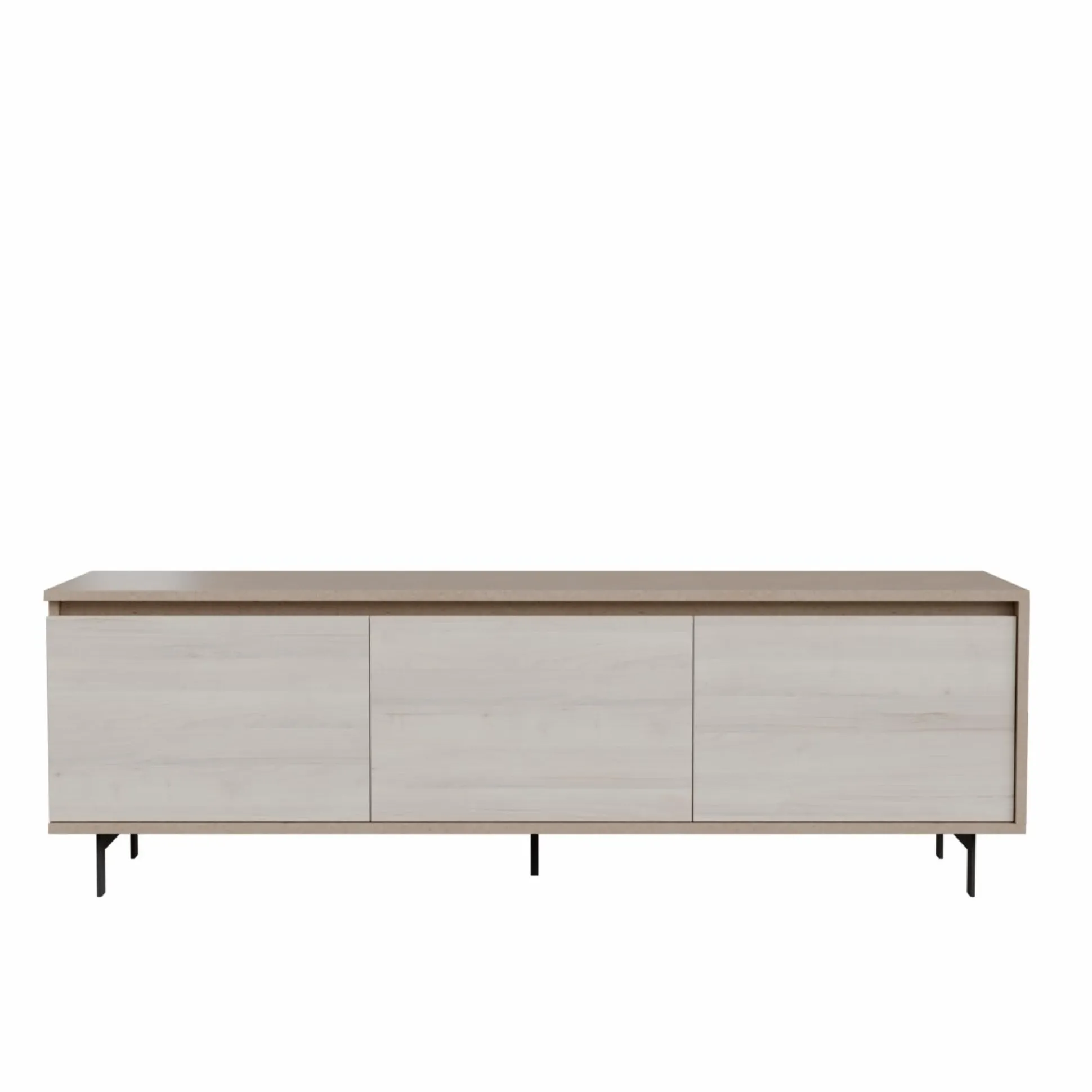 Meuble TV 3 portes décor bois Gustavo - Gris minéral/Frêne