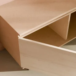 Meuble TV 3 portes décor bois Gustavo - Gris minéral/Frêne