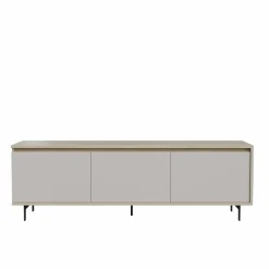 Meuble TV 3 portes décor bois Gustavo - Chêne blanchi/Lin