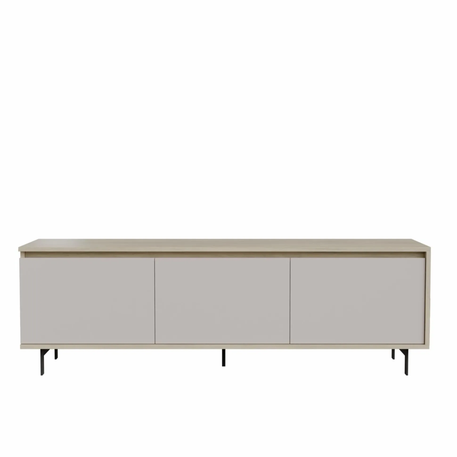 Meuble TV 3 portes décor bois Gustavo - Chêne blanchi/Lin