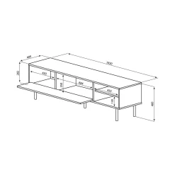 Meuble TV Ampère - Chêne/Noir