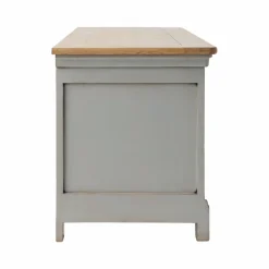 Meuble TV bois massif 2 portes 3 tiroirs Embellie - Gris