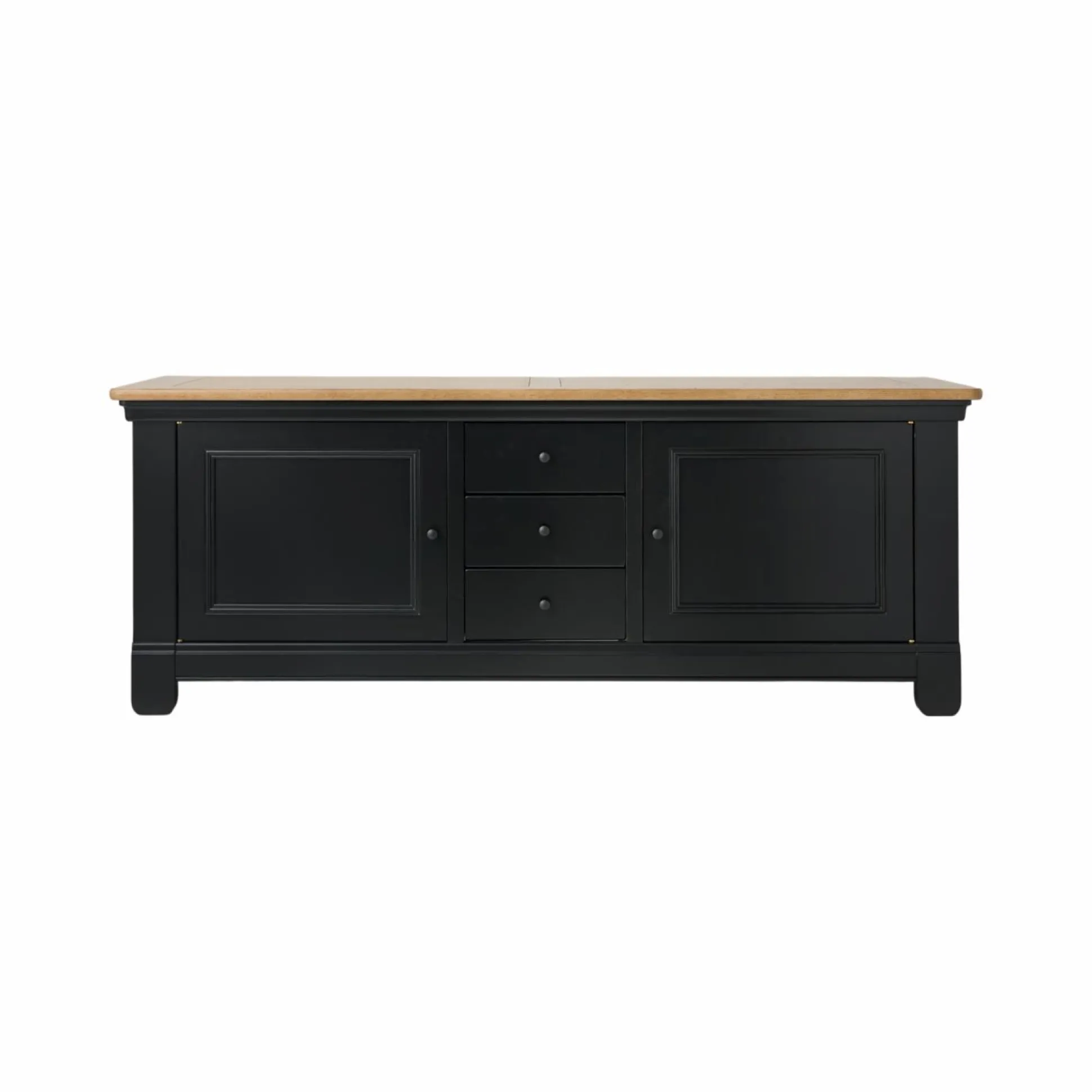 Meuble TV bois massif 2 portes 3 tiroirs Embellie - Noir