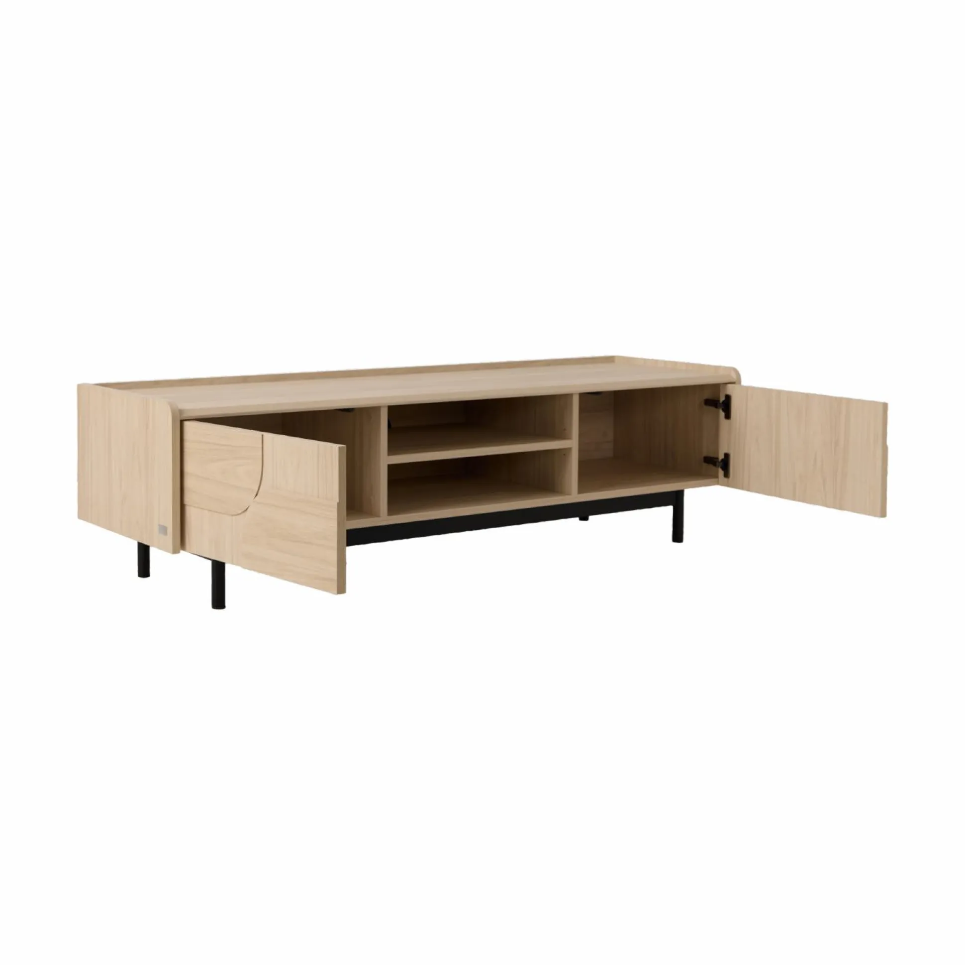 Meuble TV décor bois pieds métal 2 portes Mila