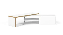 Meuble TV Torre - Blanc/Chêne - Placage bois véritable