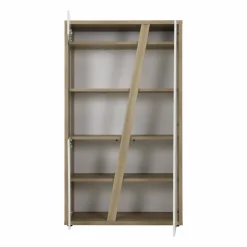 Meuble vitrine décor bois et blanc 2 portes Gustave