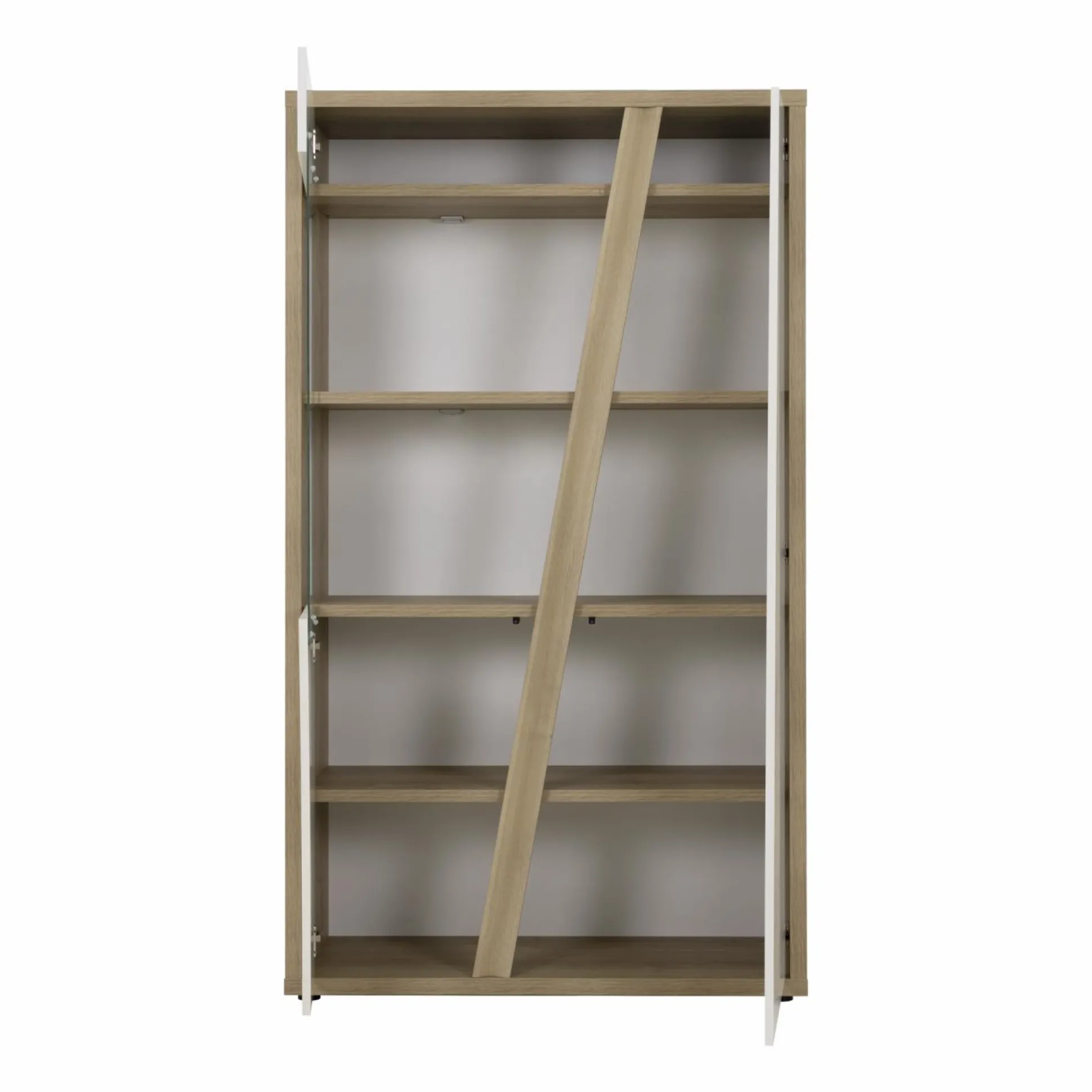 Meuble vitrine décor bois et blanc 2 portes Gustave