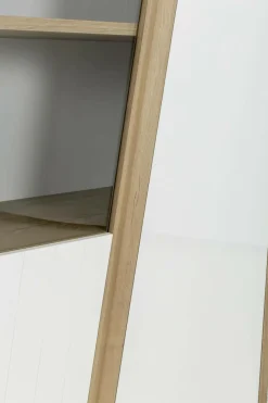 Meuble vitrine décor bois et blanc 2 portes Gustave