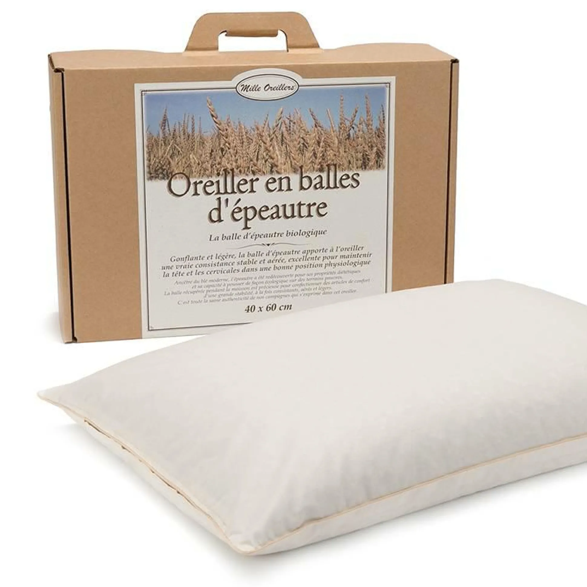 MILLE OREILLERS Oreiller ferme d'épeautre biologique - 40 x 60 cm