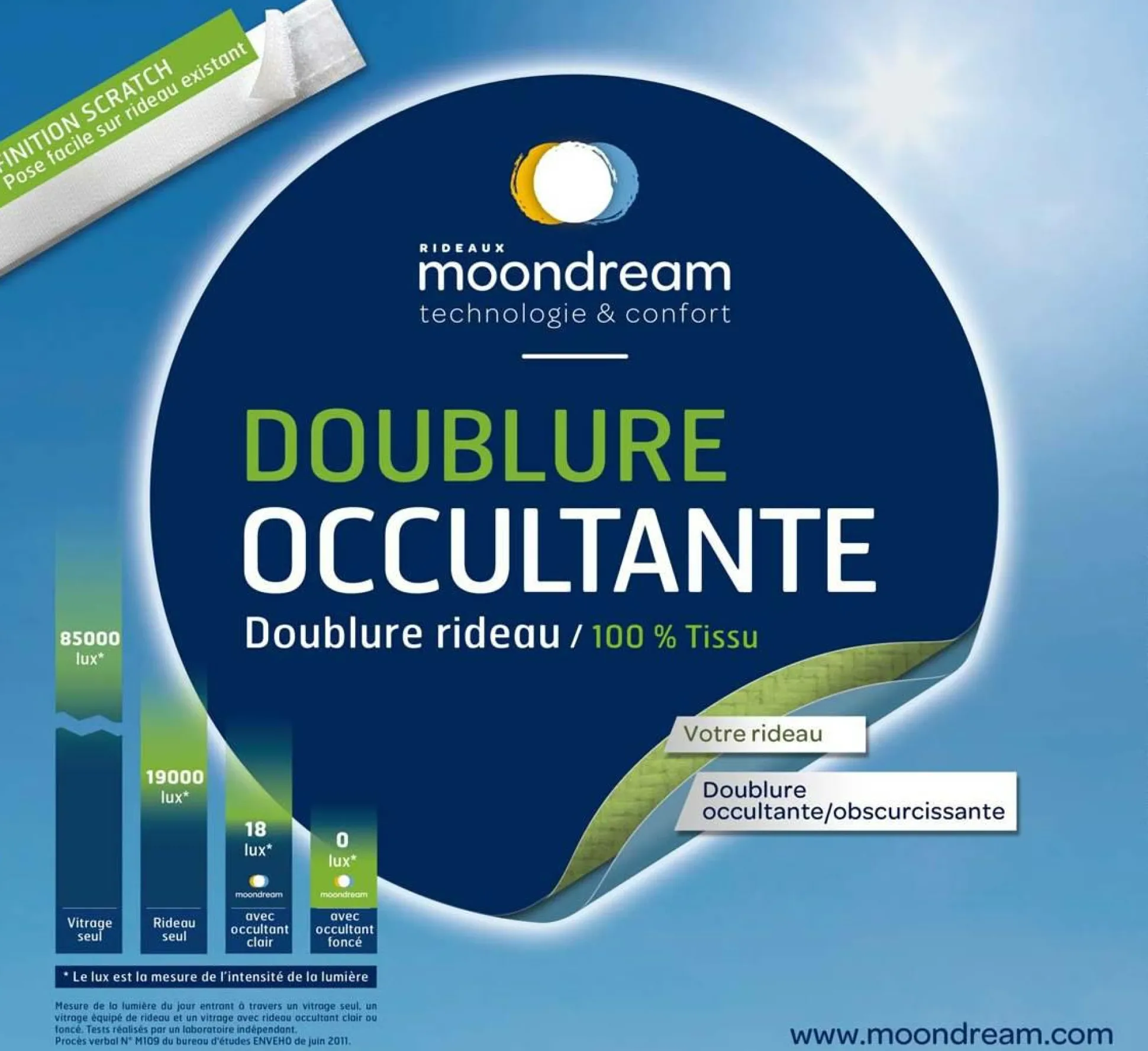 MOONDREAM Doublure occultante universelle pour rideau