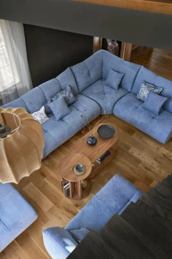 Méridienne pour canapé modulable tissu Benny - Bleu