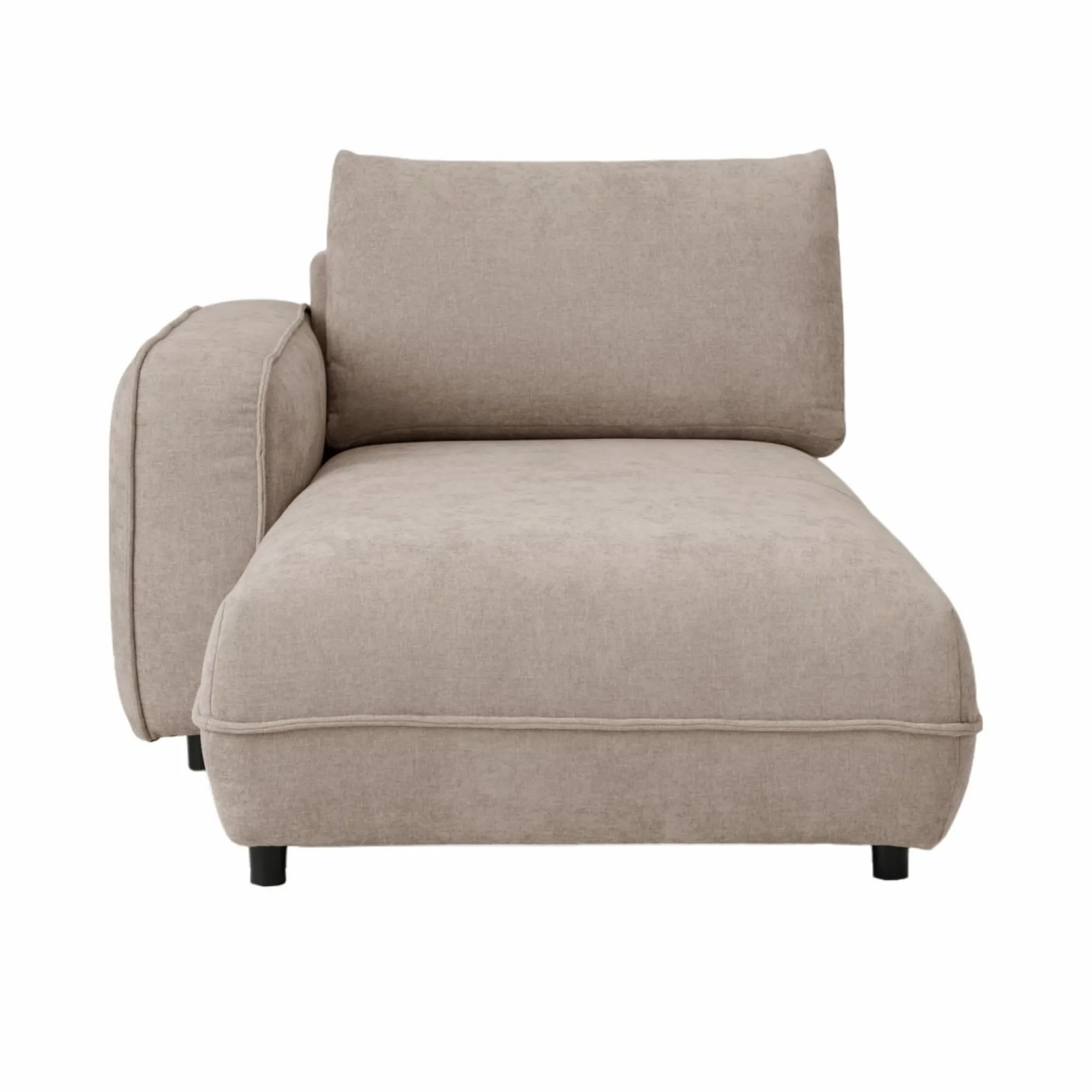 Méridienne pour canapé modulable tissu Solenn - Grège - Méridienne gauche