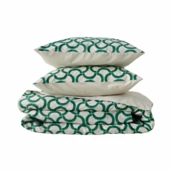 Parure de lit coton bio Jardin Urbain - Vert Feuille - 240 x 220 cm